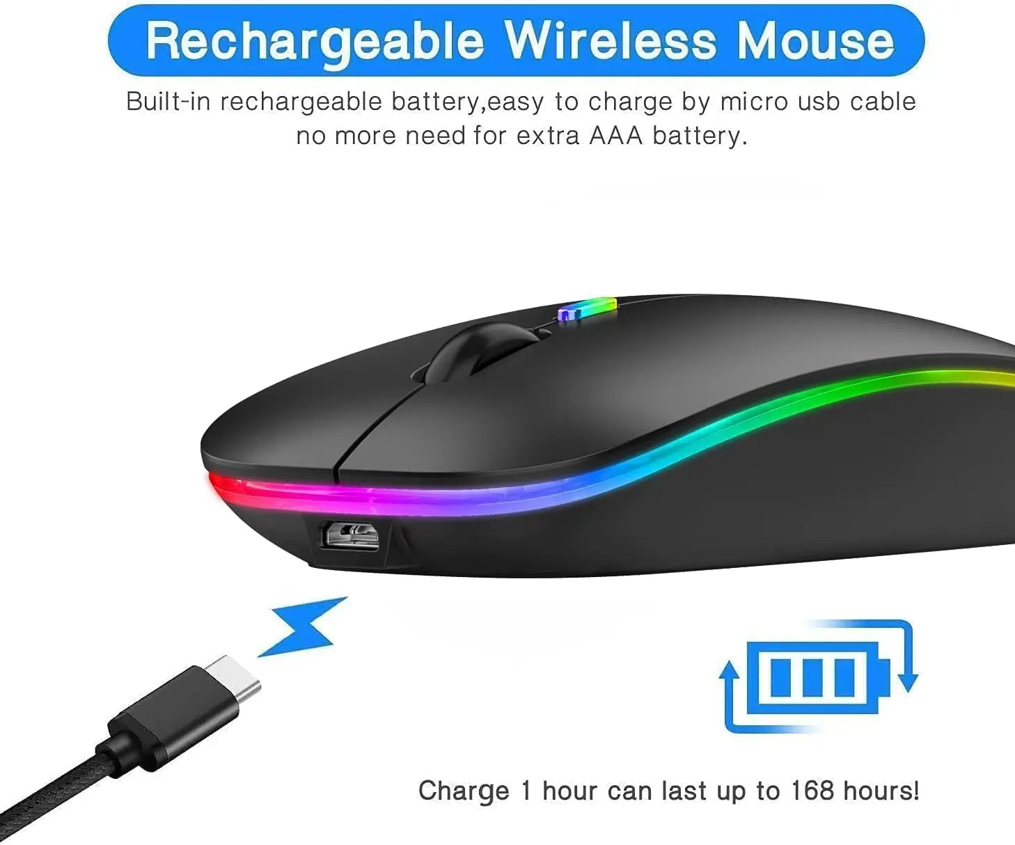 Mouse Bluetooth Wireless LED Dual Mode Mouse portatile sottile silenzioso ricaricabile Mouse portatile Dual Mode 15 pezzi