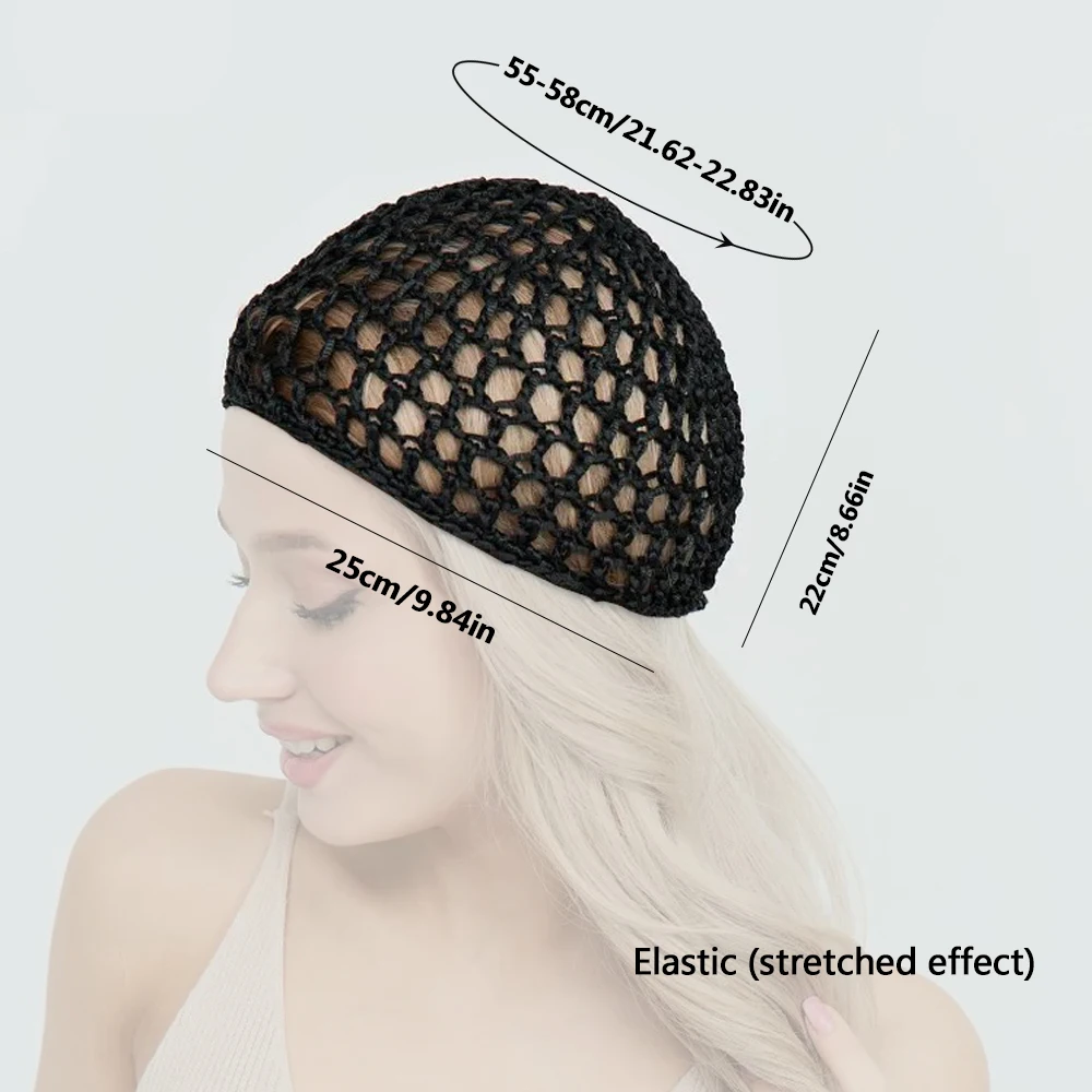 Womens Handmade Mesh Hat Crochet Wig Cap Fashion Solid Color Hair Care Bonnet image 6