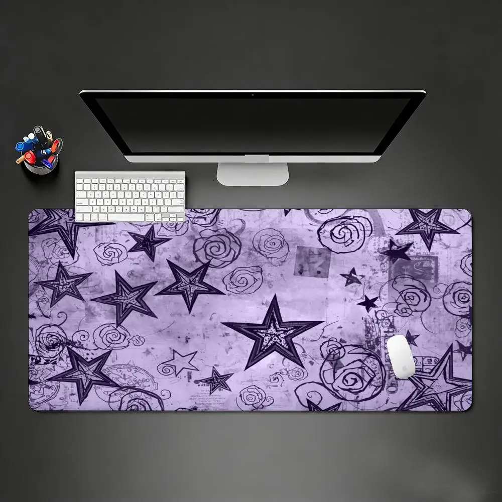 Purple Star Mouse Pad Large Desk Mat Spiral Galaxy Aesthetic Gaming Mousepad Non-Slip Smooth Surface for Keyboard Laptop Office