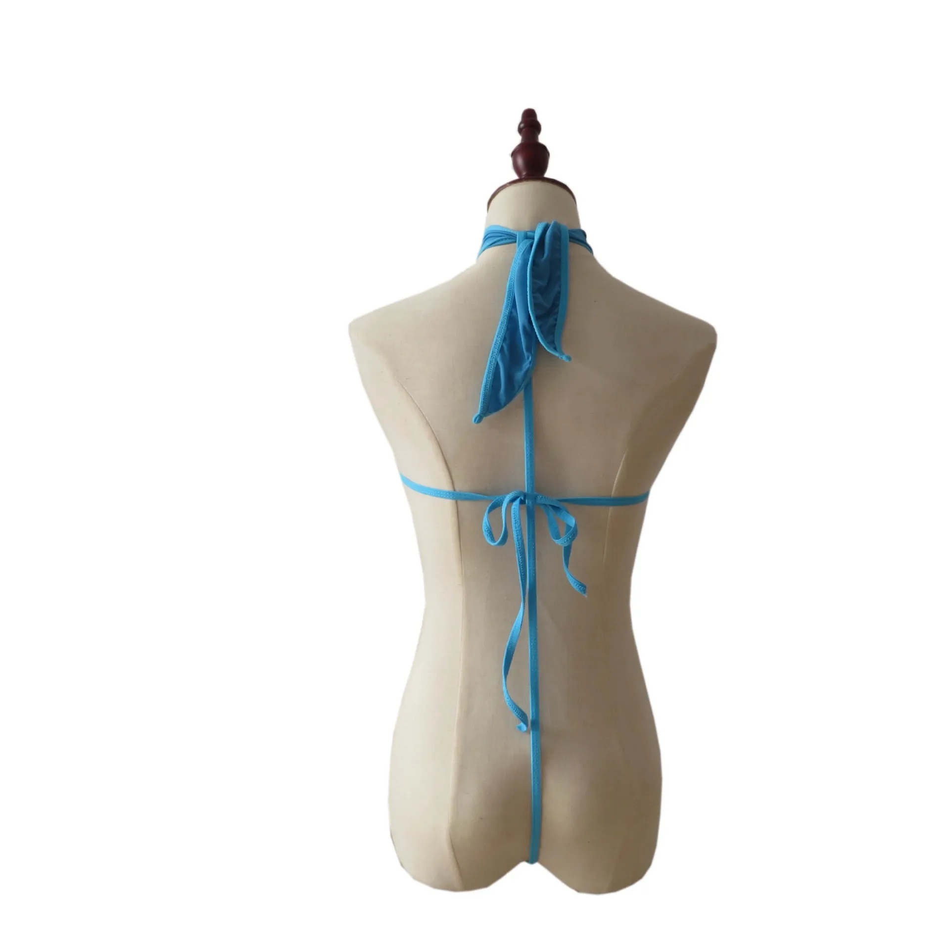 One Piece Monokini Women Sexy Choker Halter String Strap Multi Tie Back Minimal High Cut Seaside Bathing Suit Miniature