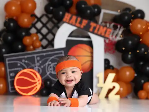 Halvtidsbasketfotografibakgrund Barn Baby Cake Smash Photocall Dekor Barn Vuxen Födelsedag Sport Studio Bakgrunder 8 best sales dioramabakgrund - №8