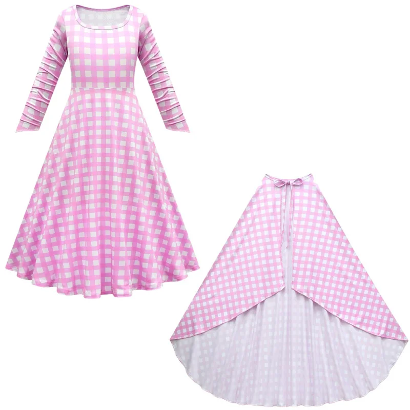 Movie Barbi Clothes for Girls Margot Robbie Cosplay Costume Kids Princess Dresses Halloween Party Accesorios para mujer OI9423