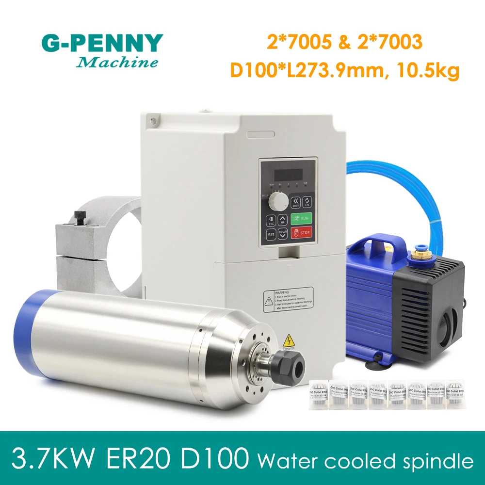 

G-Penny 3.7KW ER20 D100 Bullet type water cooled spindle motor 400hz 24000rpm