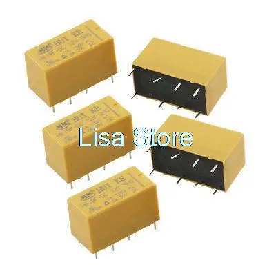5Pcs DC 12V Coil DPDT 8 Pin 2NO 2NC Mini Power Relays PCB Type HK19F