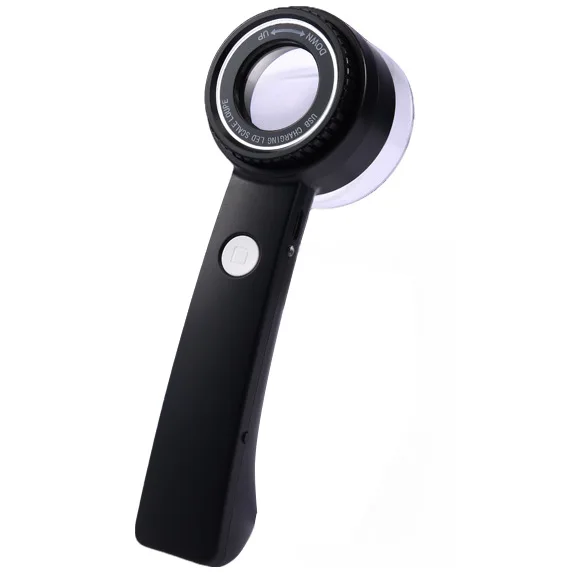 

60 times magnifying glass high definition with strong light flashlight USB focusing length jade jewelry tobacco and wine