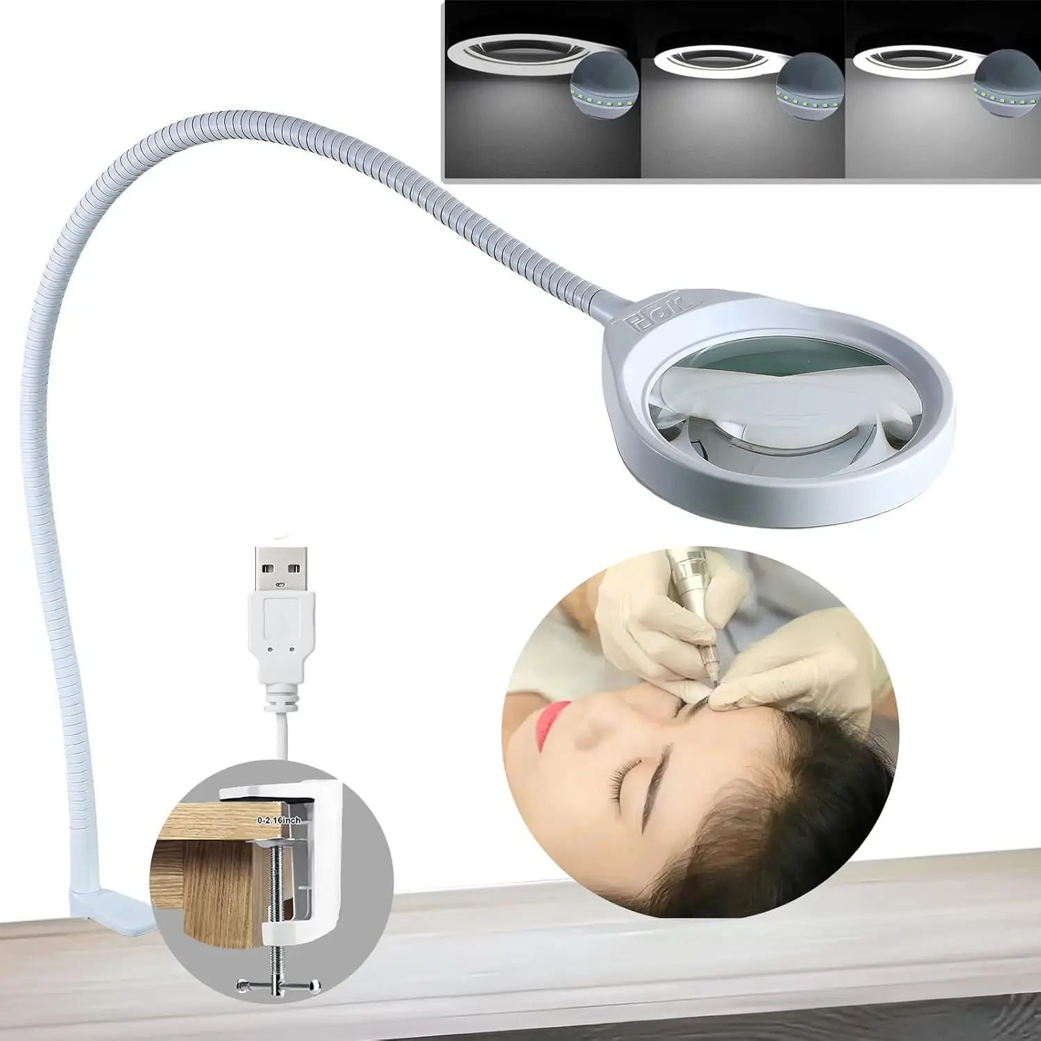 3X 5X 8X 10X 10X20X Big Loupe Magnifier Lamp 80CM Flexible Arm Real Glass Magnifying Desk Lamp for Beauty Salon PCB Inspect