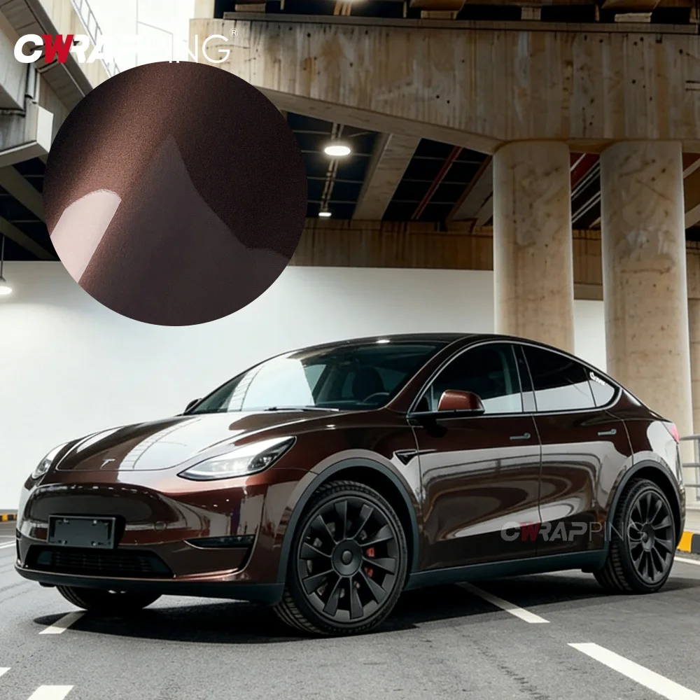 

Medium Brown Car Adhesive Vinyl for High Glossy Motorcycle Stickers Waterproof PET Self-adhesive Film Foil Wrap Car Accessories