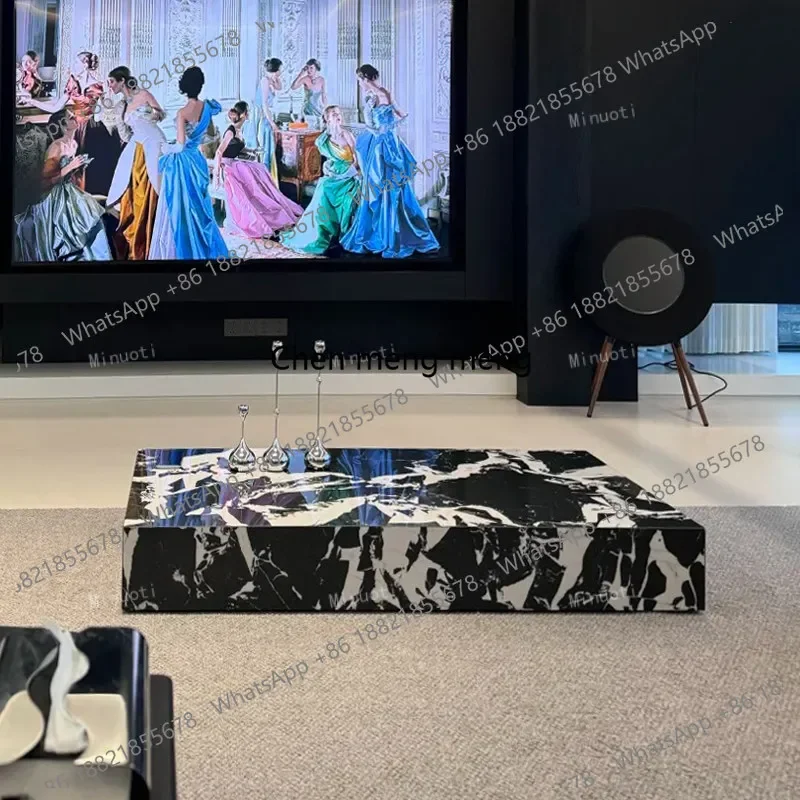 

RR Rock slab coffee table Italian minimalist tea table rectangular coffee table combination living room household large apartmen