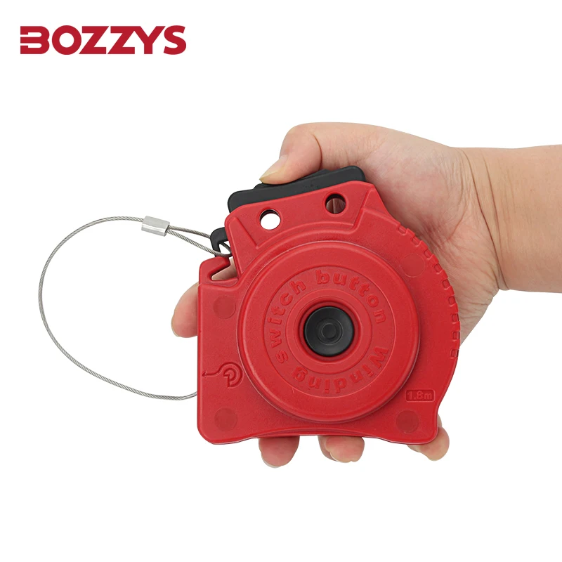 BOZZYS High Strength PC Telescopic Retractable Cable Lockout Comes with Automatic Rewinding Function for Lockout Tagout