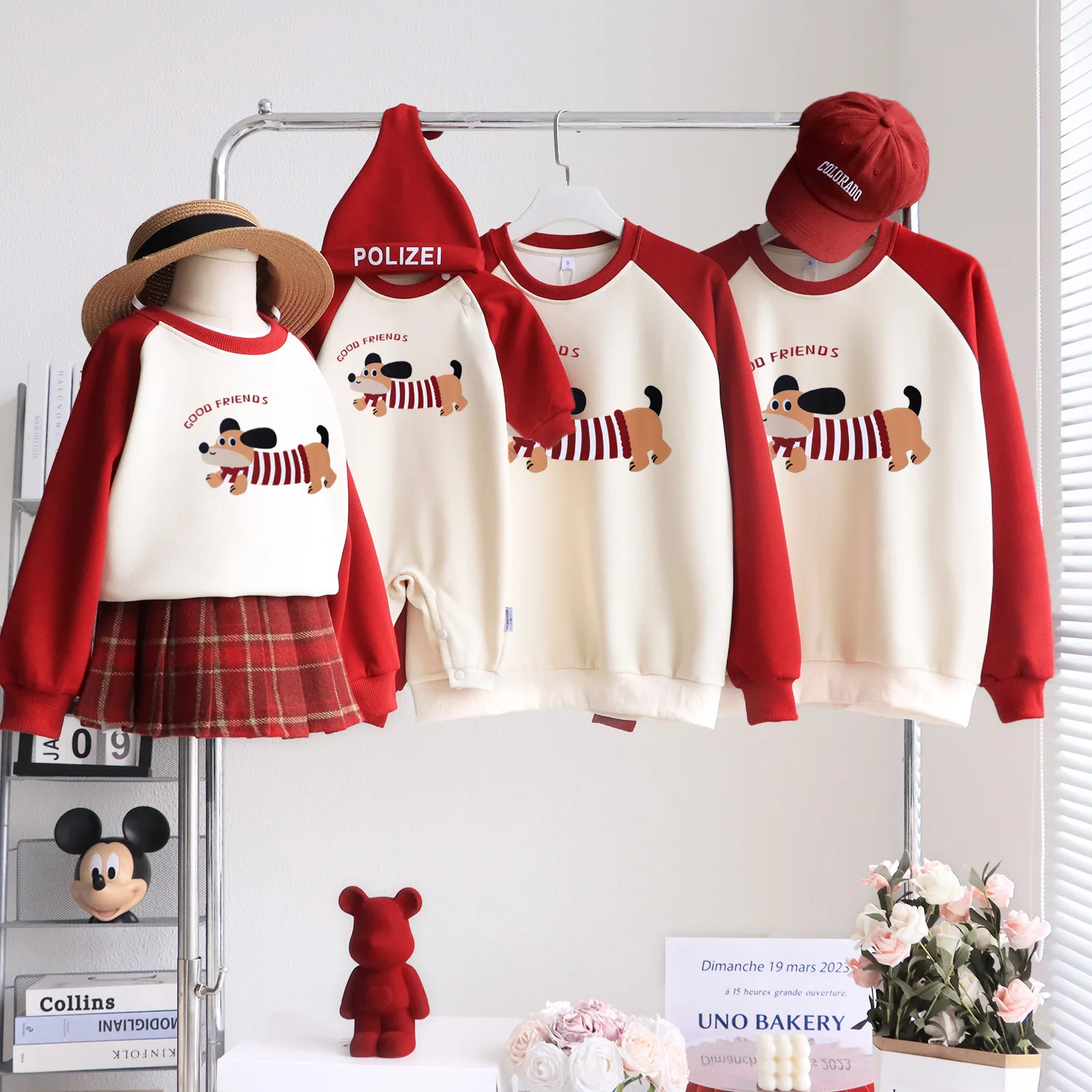 

2026 Cute Family Matching Tops Father Daughter Mother Son Sweatshirt Fleece Lined Winter Warm Parent Child Outfit Baby Romper