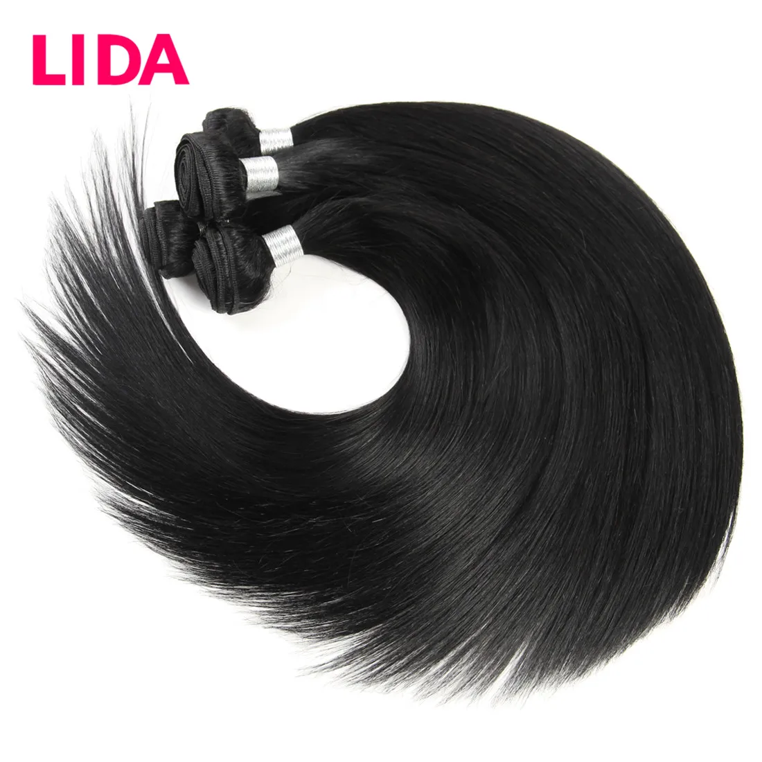 Human Hair Bundles Black Color Straight Human Hair Non-Remy Chinese Double Weft Hair Weaving One Bundle Deal