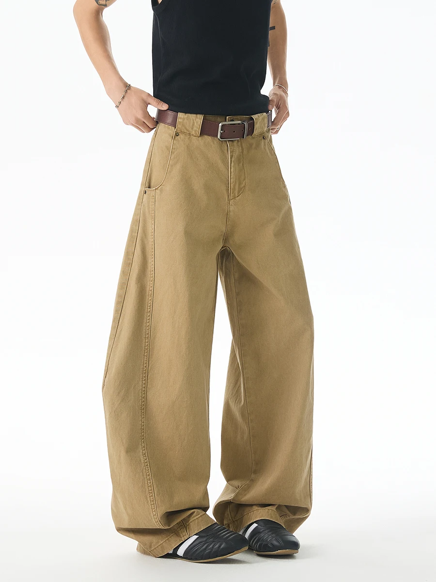 

American Retro Khaki Men's Spring New Cleanfit Trendy Loose Casual Wide Leg Long Pants Knife Workwear Trousers