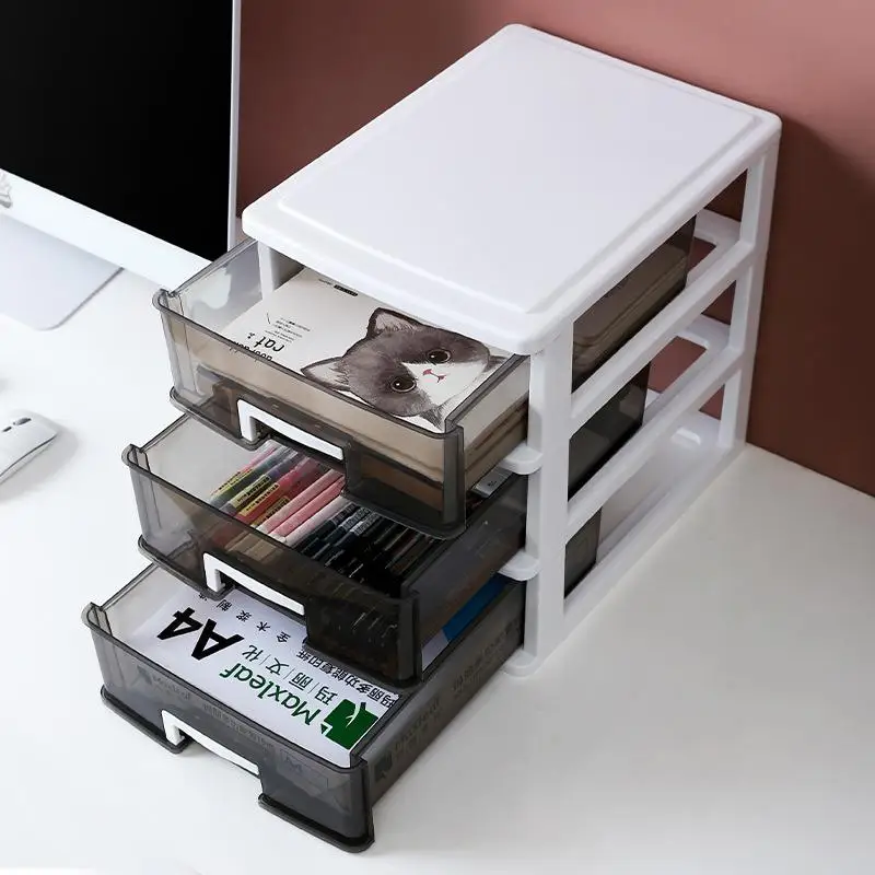 Home Desktop Multi-layer Transparent Plastic A4 Paper Drawer Style Storage Box Office Document Organizer Box Simple Design