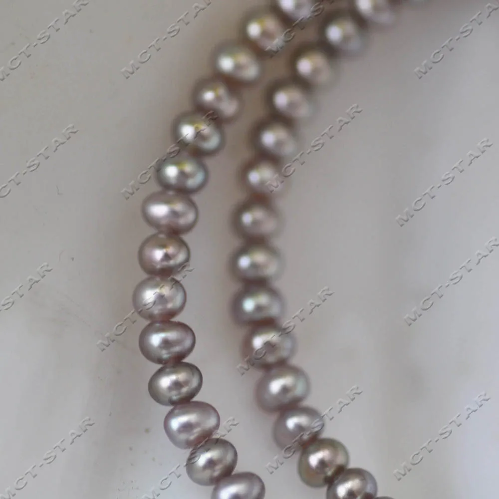 

Z14292 A++ 17 дюймов 4 мм ожерелье с круглым пресноводным жемчугом павлина и лаванды