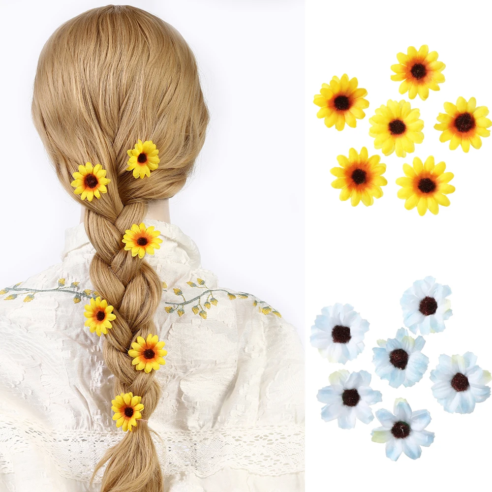 6pcs/set Sunflower Hairpins Yellow Sweet Hair Clip Side Clips Girls Styling Tools Hairpin Photo Travel Bohemia Hair Accessories