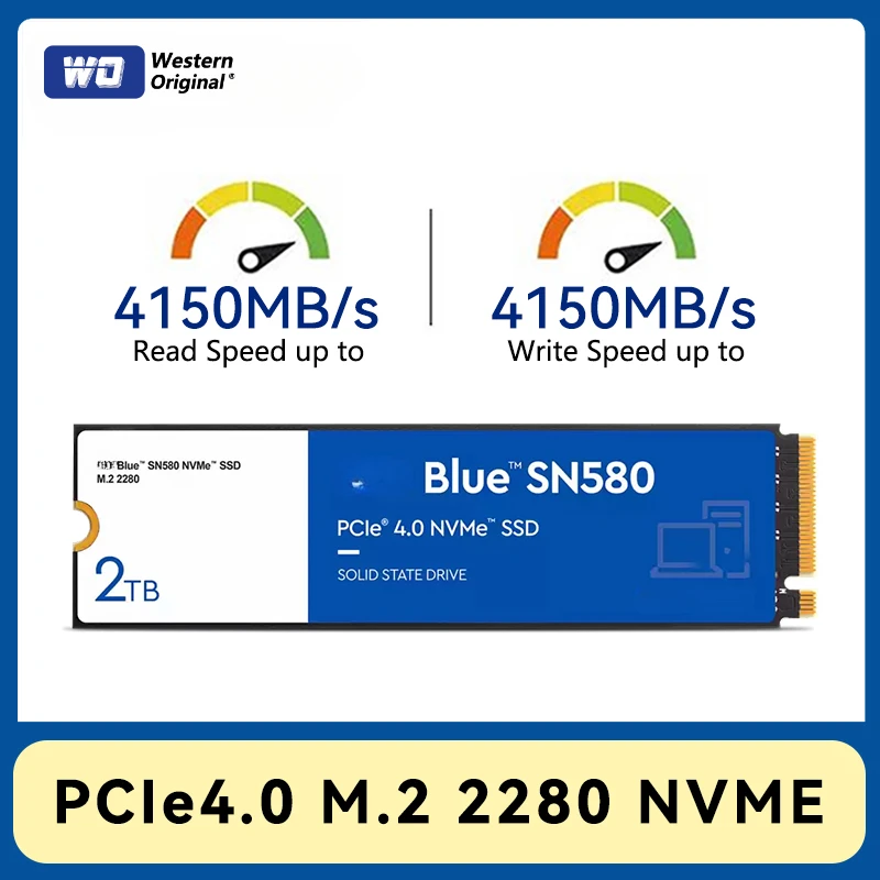 

SN580 SSD 500GB 1TB 2TB PCIe4.0 Up to 4150MB/s M.2 2280 NVMe Drives for Laptops Computer PC