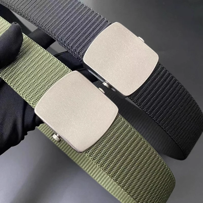 3.8cm Black Green Color Nylon Tactical Military Mens Belt Adjustable Titanium Roller Belt Buckle