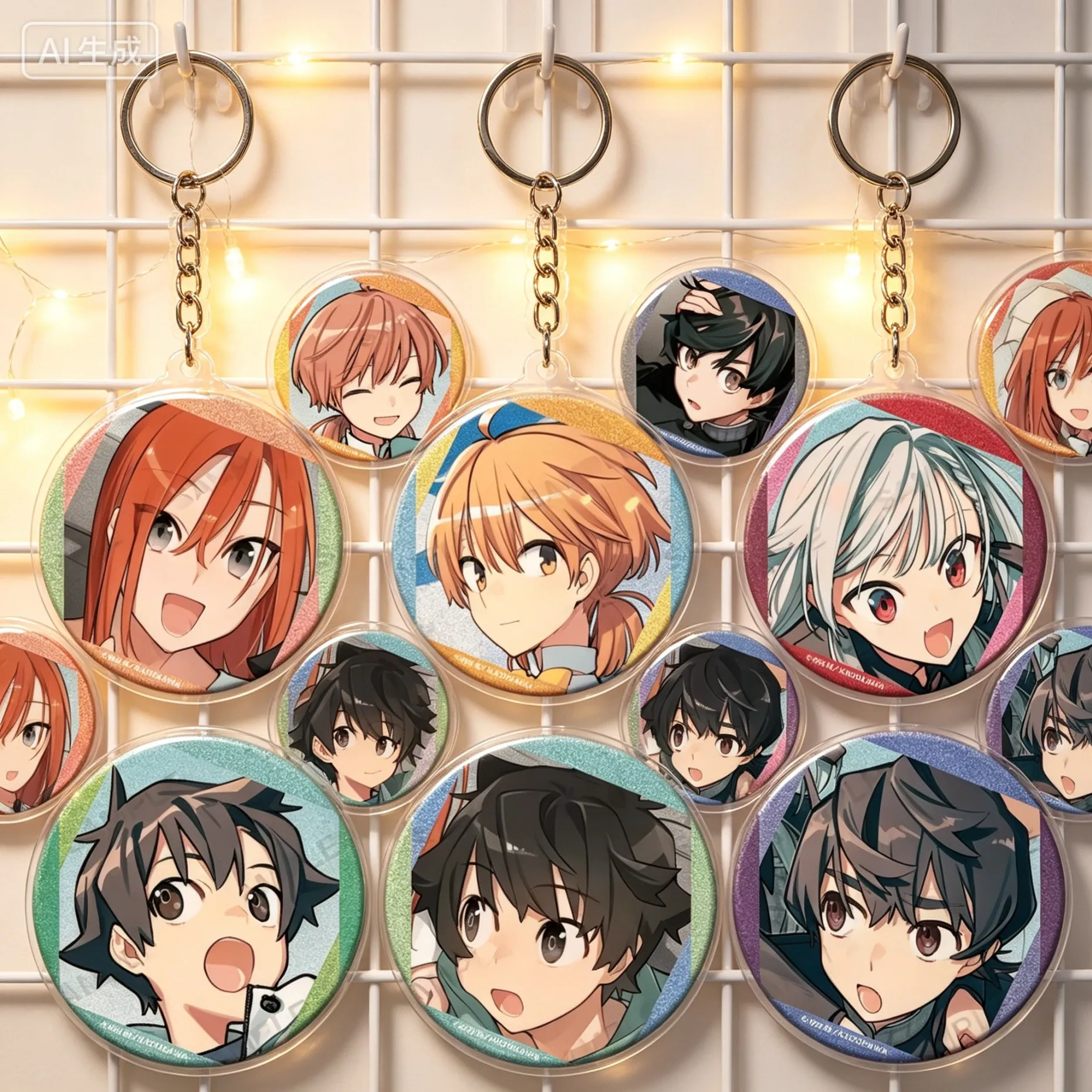 Colgantes de acrílico con diseño circular de la serie Bloom Into You My Beloved Apocalypse, de la productora Nio Nakatani, para decoración de bolsos.