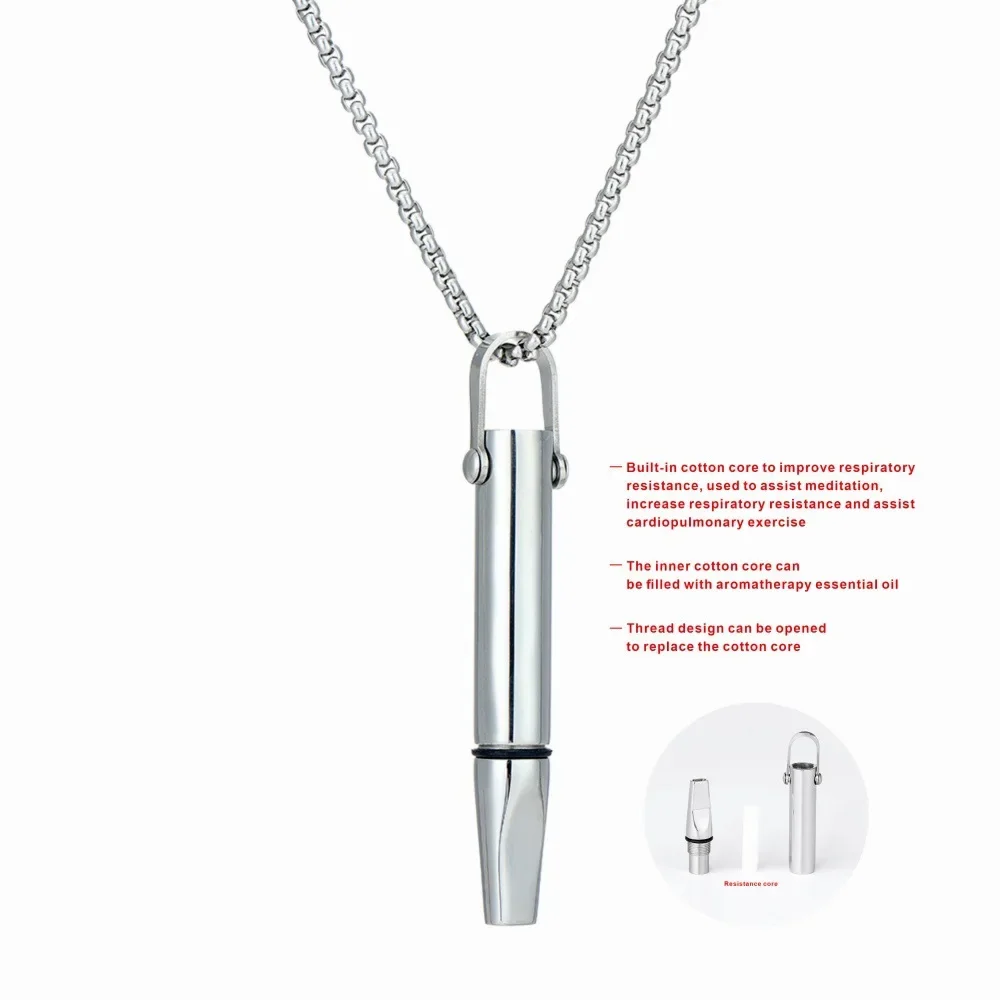 Fashion Breathing Resistance Whistle Necklace Men and Women Meditation Stress Relief Mindfulness Pendants Party Jewelry