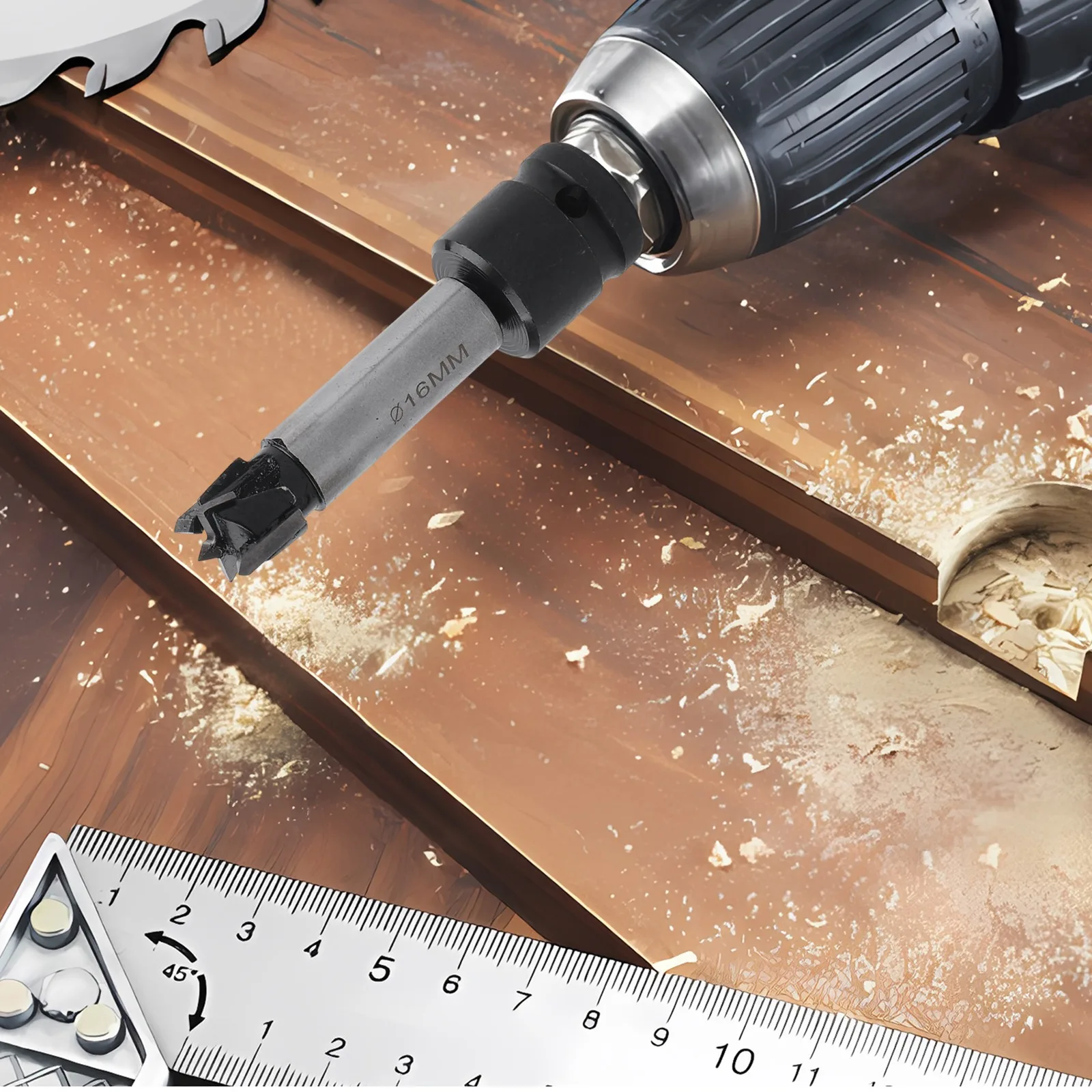 Drill Bits For Woodworking Tasks 15mm To 35mm Woodworking Drill Bit Set Corroding Resistance Precision Cutting
