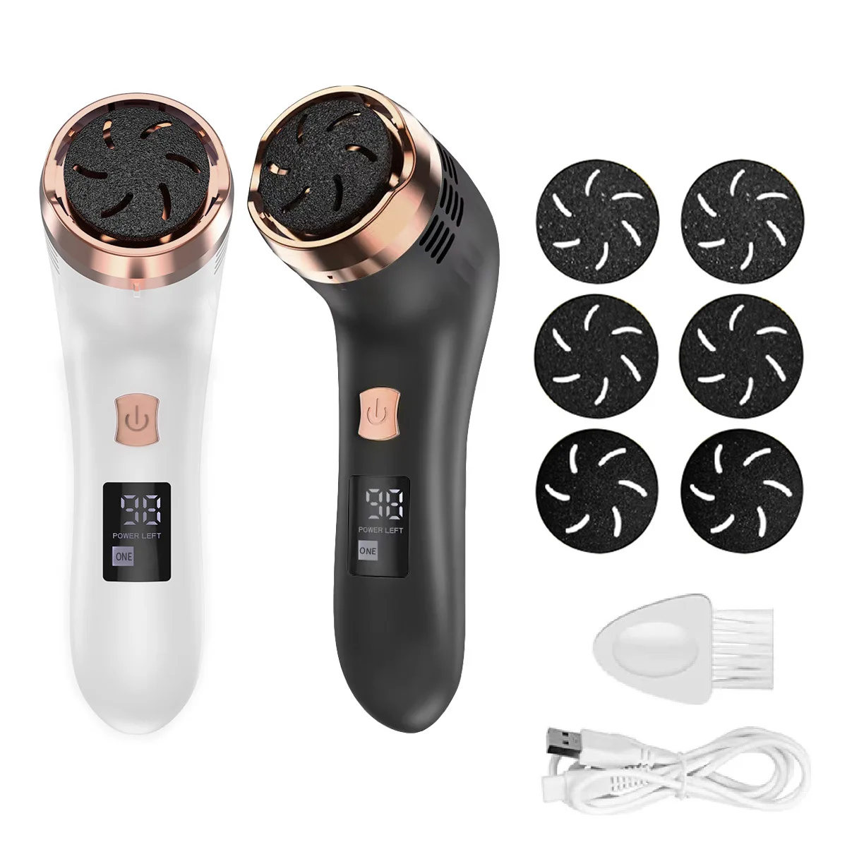 Electric Foot File with Battery Display Rechargeable Type-C Waterproof Anti Splinter Dead Skin Remover Pedicure Tool for Women