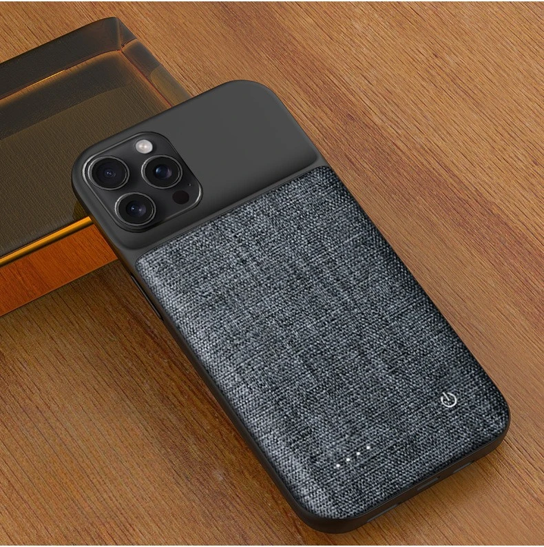 حافظة بطارية شحن لاسلكية لهاتف آيفون 15 14 13 12 Pro Mini XR 11 بقدرة 6800 مللي أمبير في الساعة 2 في 1 غطاء خلفي لبنك الطاقة المحمول