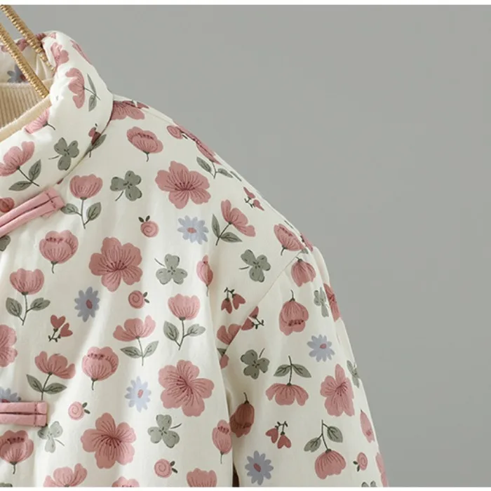 Thiened خفيفة الوزن الأزهار القطن Jaet فضفاضة تناسب خمر زر حتى معطف القطن الدافئ الخريف الشتاء جديد Sle ملابس خارجية