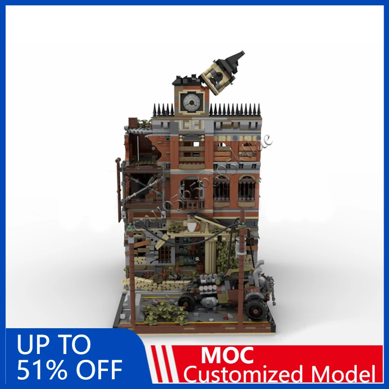 4560 ELEMENTÓW Dom Ulica Ratusz Wersja Apokalipsy MOC Personalizowany Modułowy Zestaw Klocków Model Budynku dla Dzieci Zabawka do Samodzielnego Montażu Prezent