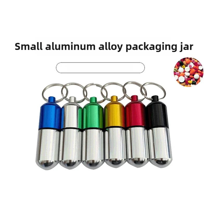1PC Waterproof Outdoor Medicine Pill Container Capsule Portable Metal Keychain Aluminum Case Metal Waterproof Box