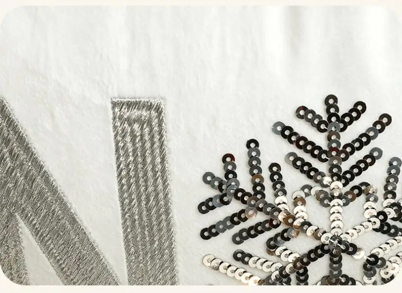 Weihnachts-Samt-Kissenbezug mit Buchstaben-Stickerei, Sofakissenbezug für Wohnzimmer, Weihnachts-Schneeflocken-Kissenbezüge – Detail 8