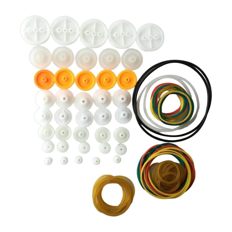 84Pcs Transmission Belt Drive Round Belt Pulley Rubber Band Combination Set Stretchable Engine Drive Round Belt