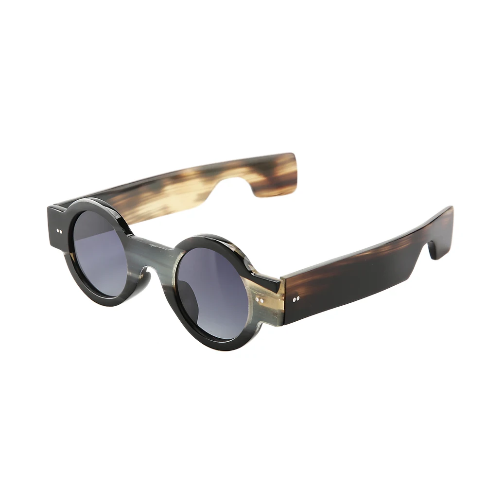 Gafas de montura redonda de cuerno natural de tendencia Retro para hombre, marcos de gafas de moda personalizados hechos a mano, personalidad