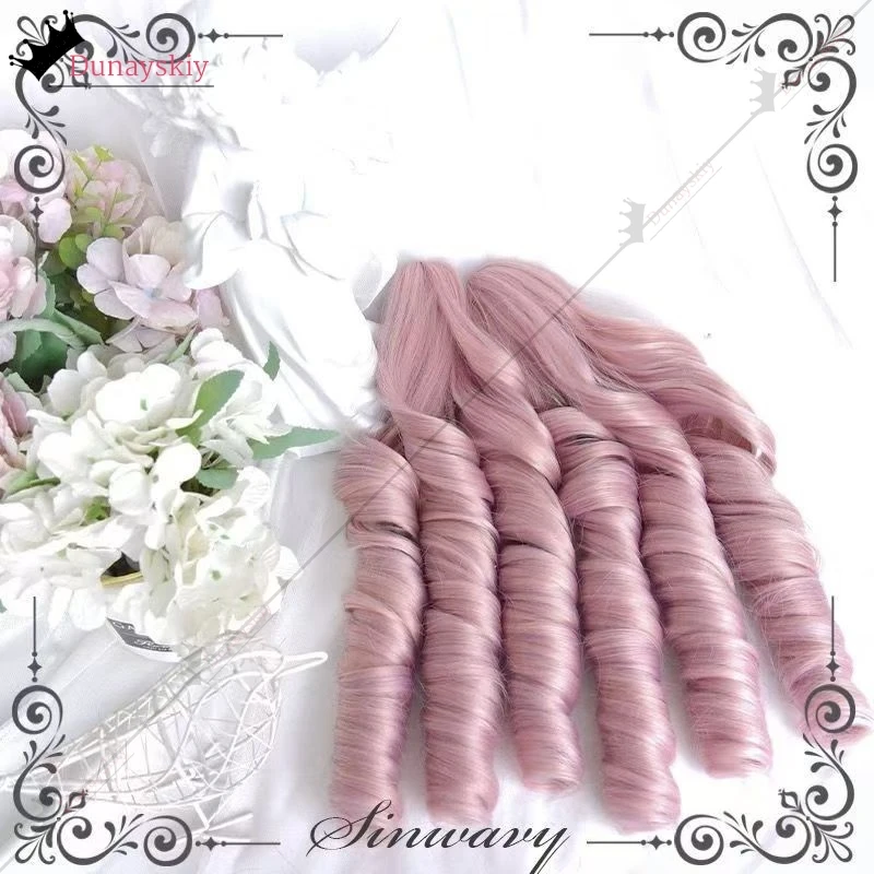 Cosplay Halloween Harajuku Wig Y2K PINK Long Double Curly Ponytail Wig Anime Princess Lolita Roleplay Ornament DIY Carnival Set view 5