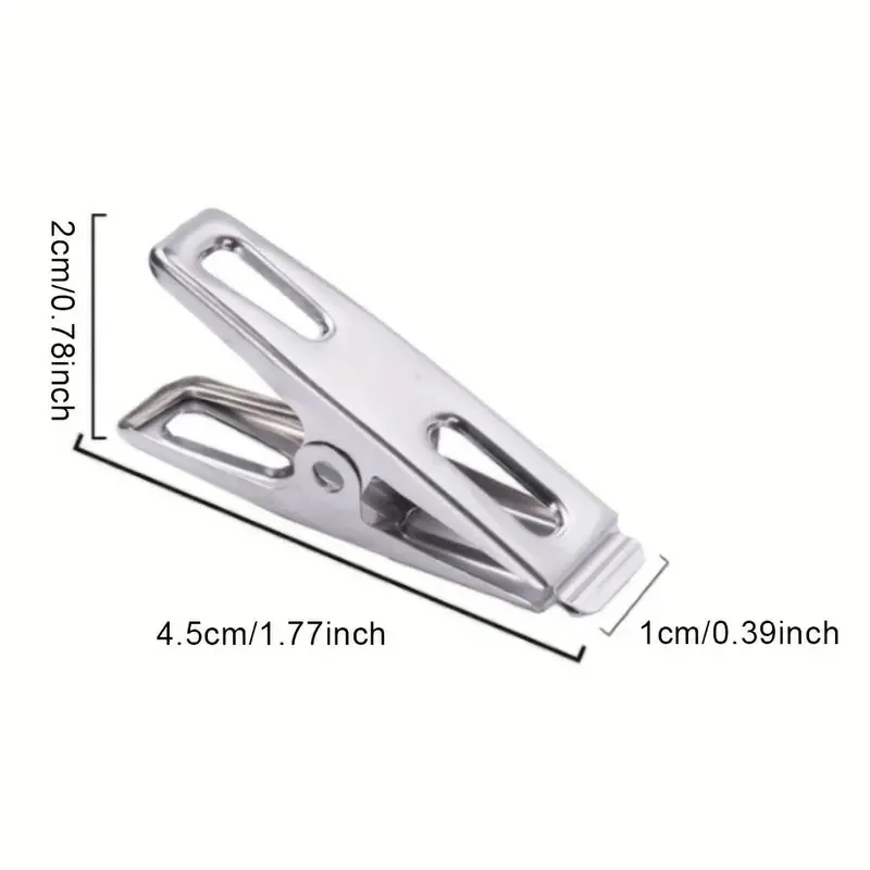 20pcs Stainless Steel Clothespins, Binder Clips, Heavy Duty Clothes Pins, Metal Clip Set, Metal Clothes Clips For Clothes Sock F