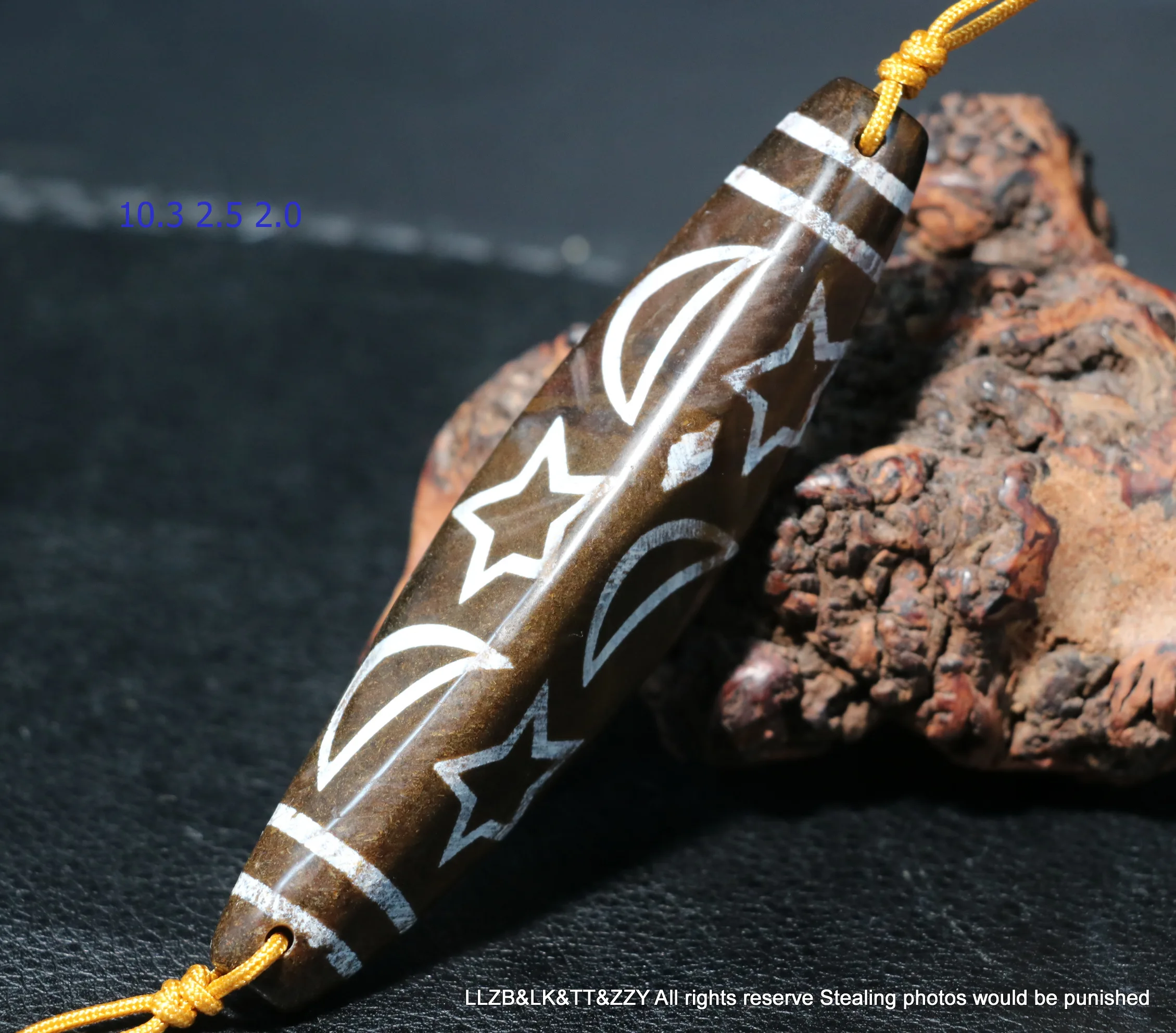 

Energy Tibetan Old Agate FULL Moon Stars Irregular Shape dZi Bead For Display Timestown UPD210825A2