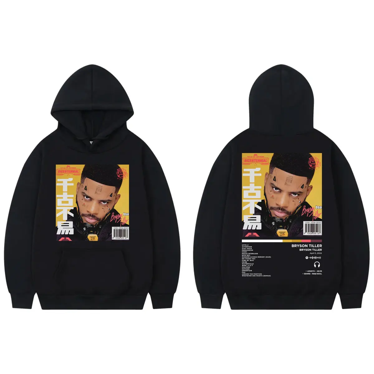 

Rapper Bryson Tiller Album Double Sided Print Hoodie Men Women Fashion Y2k Oversized Pullovers Hip Hop Trend Hooded Sweatshirts