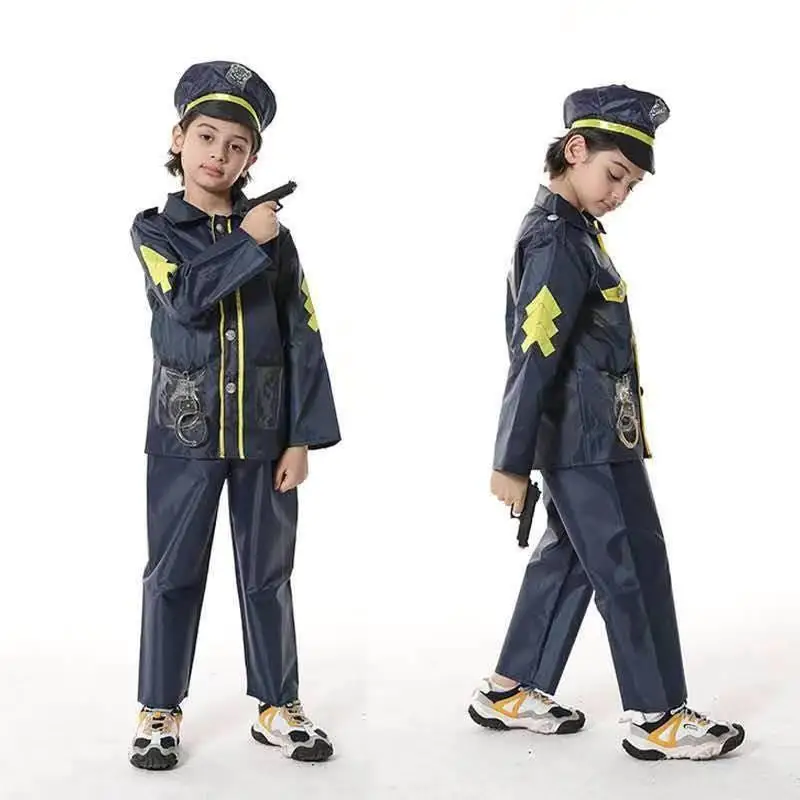 Costume de Police pour enfants, Costume de jeu de rôle, Costume de spectacle loween, mascarade Par, matériau PU, Code KTV Dr