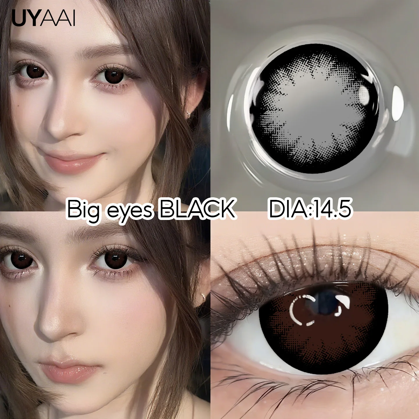 UYAAI offre spéciale lentilles de Contact de couleur maquillage noir naturel élèves beauté 14.5mm grandes lentilles noires lentilles de Contact marron