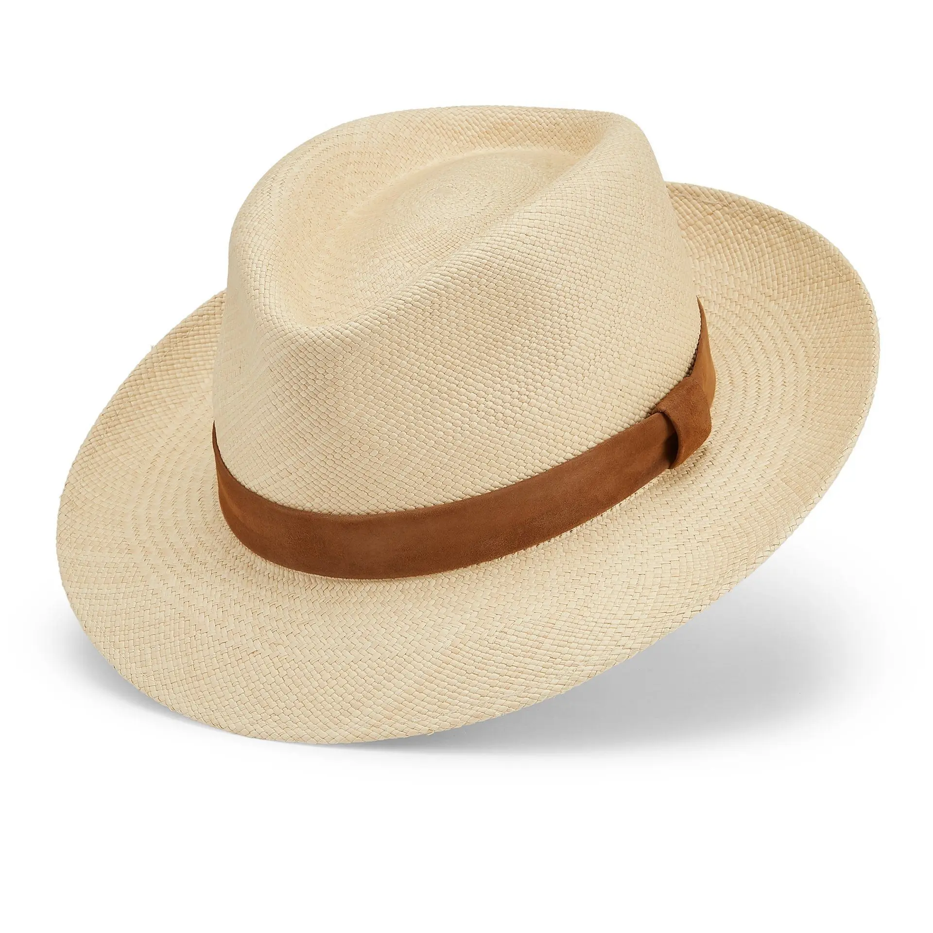 High-end Panama Straw Hat Hot Sale Striped Bow Flat Side Jazz Straw Hat Fine Hand Knitting