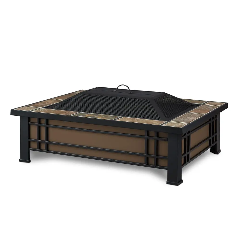 

Hamilton 44 Rectangle Steel Patio Wood Burning Outdoor Fire Pit, Portable Fire Pit for Backyard. Includes Spark Screen, Poker,