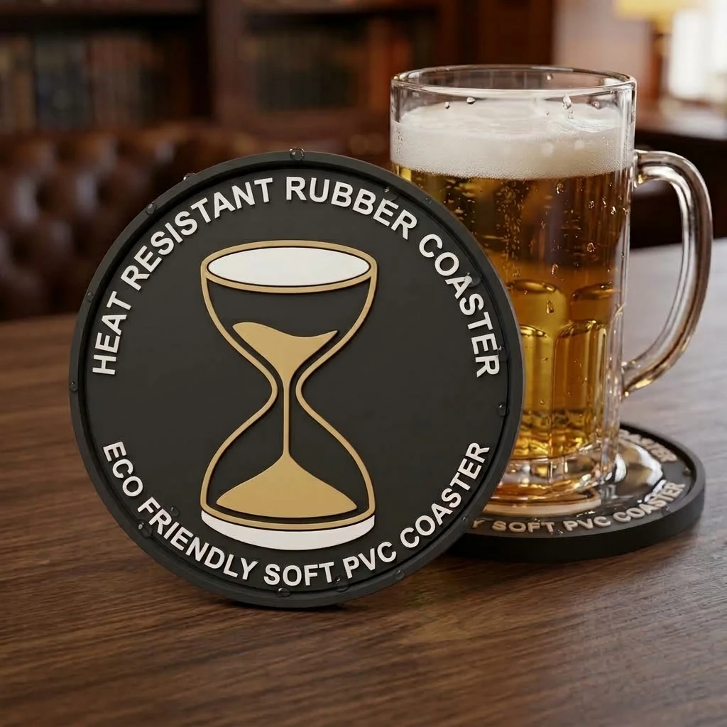 Personalized Printed Logo Soft Rubber Coaster Durable Non Slip Silicone Cup Mat For Coffee Tea