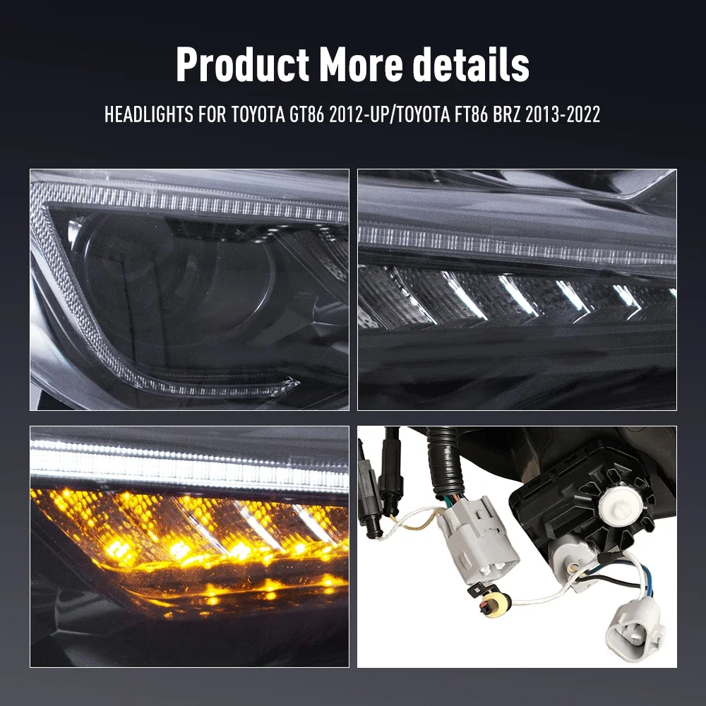 2PCs Auto Styling Kopf Lampe für Toyota GT86 2012-2022 LED Scheinwerfer DRL Tagfahrlicht Signal Lampen auto Zubehör