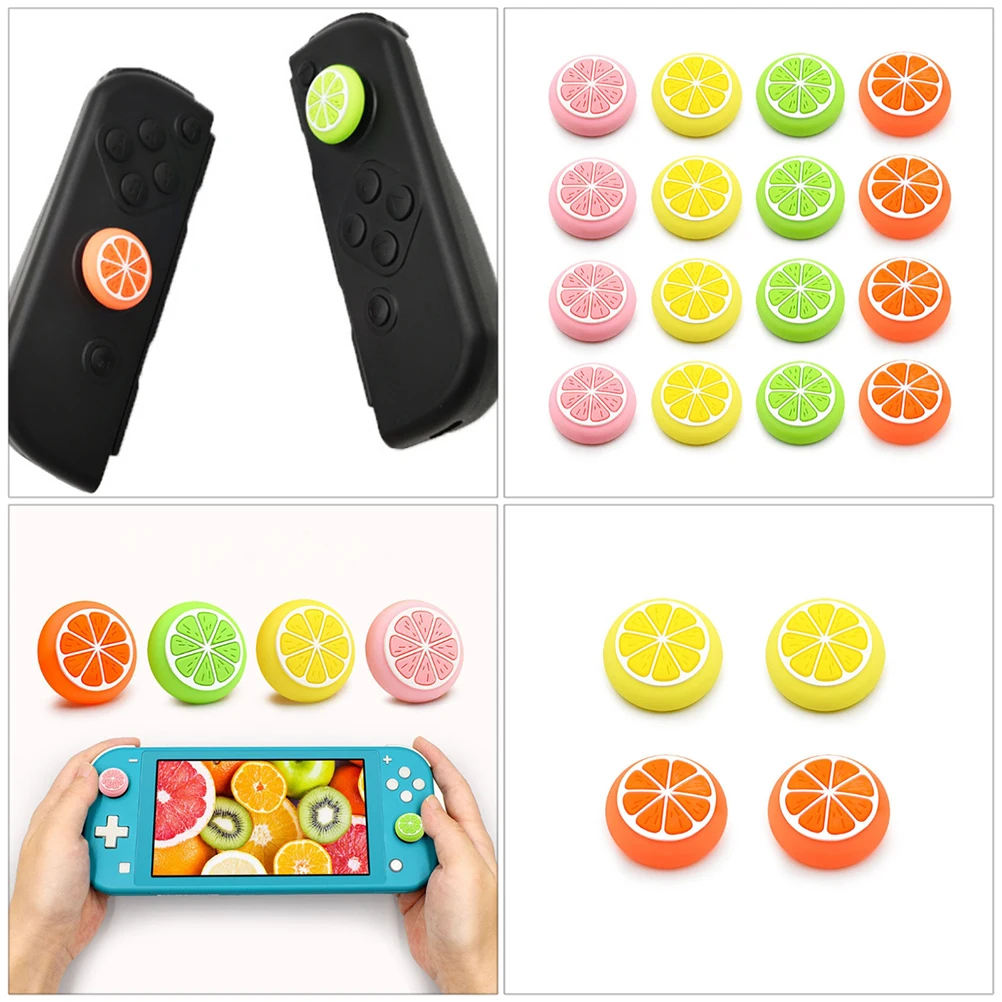 

8pcs Fruit Rocker Cap Assorted Thumb Joystick Cover Lemon Gaming Controller Grip Silicone Protective Anti Skid Wear Resistant
