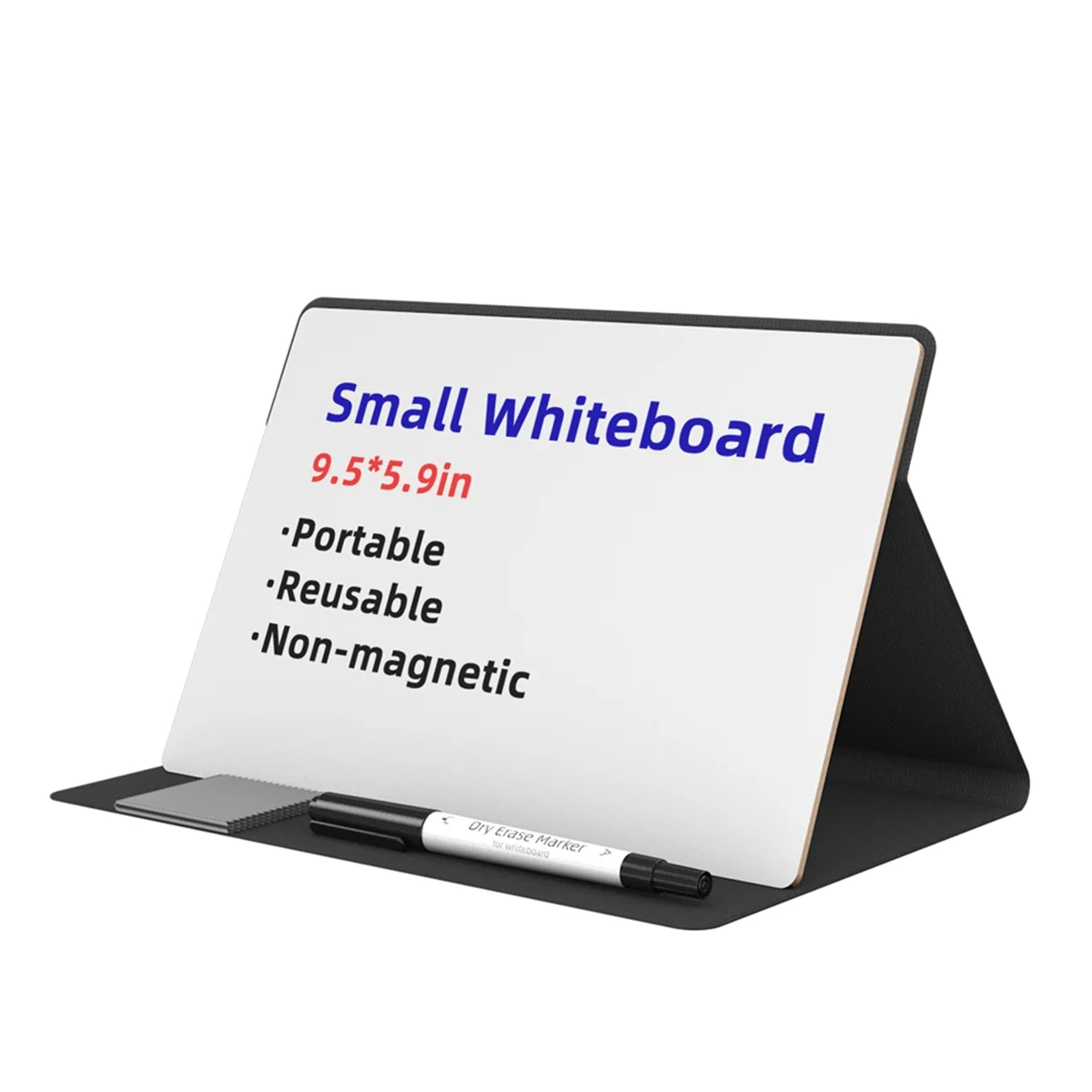 New Portable Small Whiteboard, Reusable Mini Magnet Dry Erase Board with Marker Wipe Cloth Magnetic Dry Erase Board Black