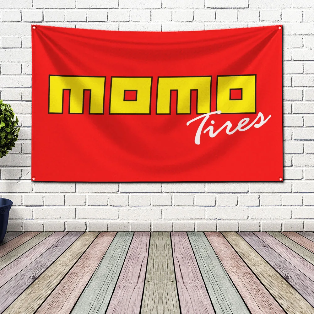 3x5 Ft Momos Tires Flag Polyester Digital Printing Banner for Garage Wall Art Interior Decoration With Brass Grommets