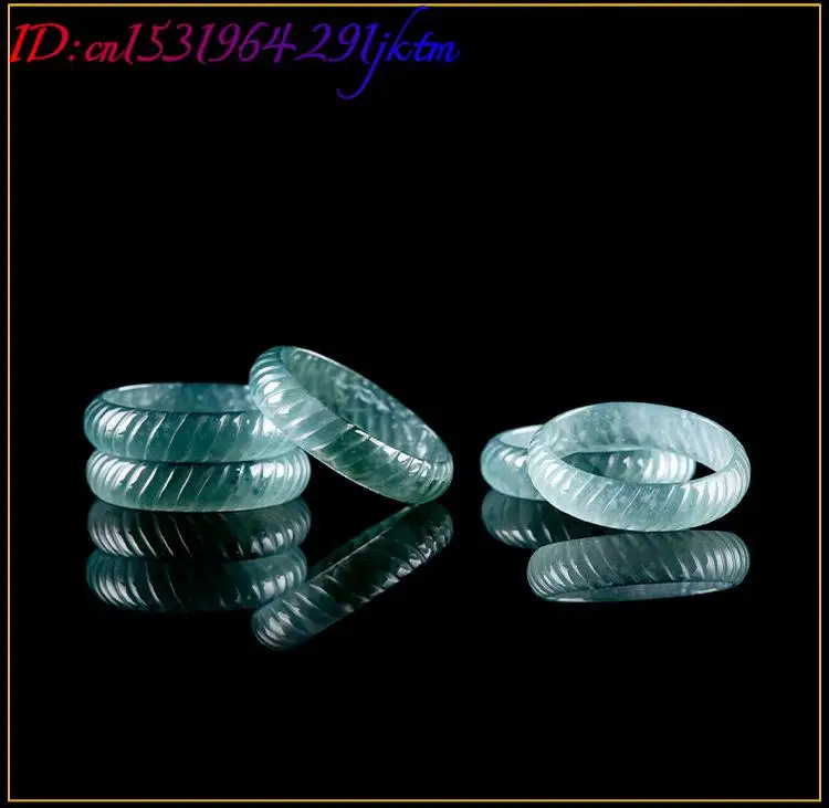 Blue Real Burmese Jadeite Rings Luxury Emerald Carved Gifts Vintage Amulet Designer Burmese Jade Natural Jewelry Accessories view 5
