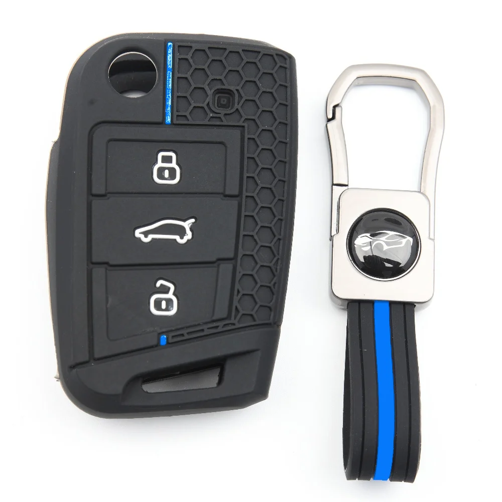 Key Fob Case With Lanyard For VW Volkswagen Golf 7 MK7 Tiguan MK2 T-Roc For Skoda Octavia Kodiaq Karoq For Seat Ateca Leon