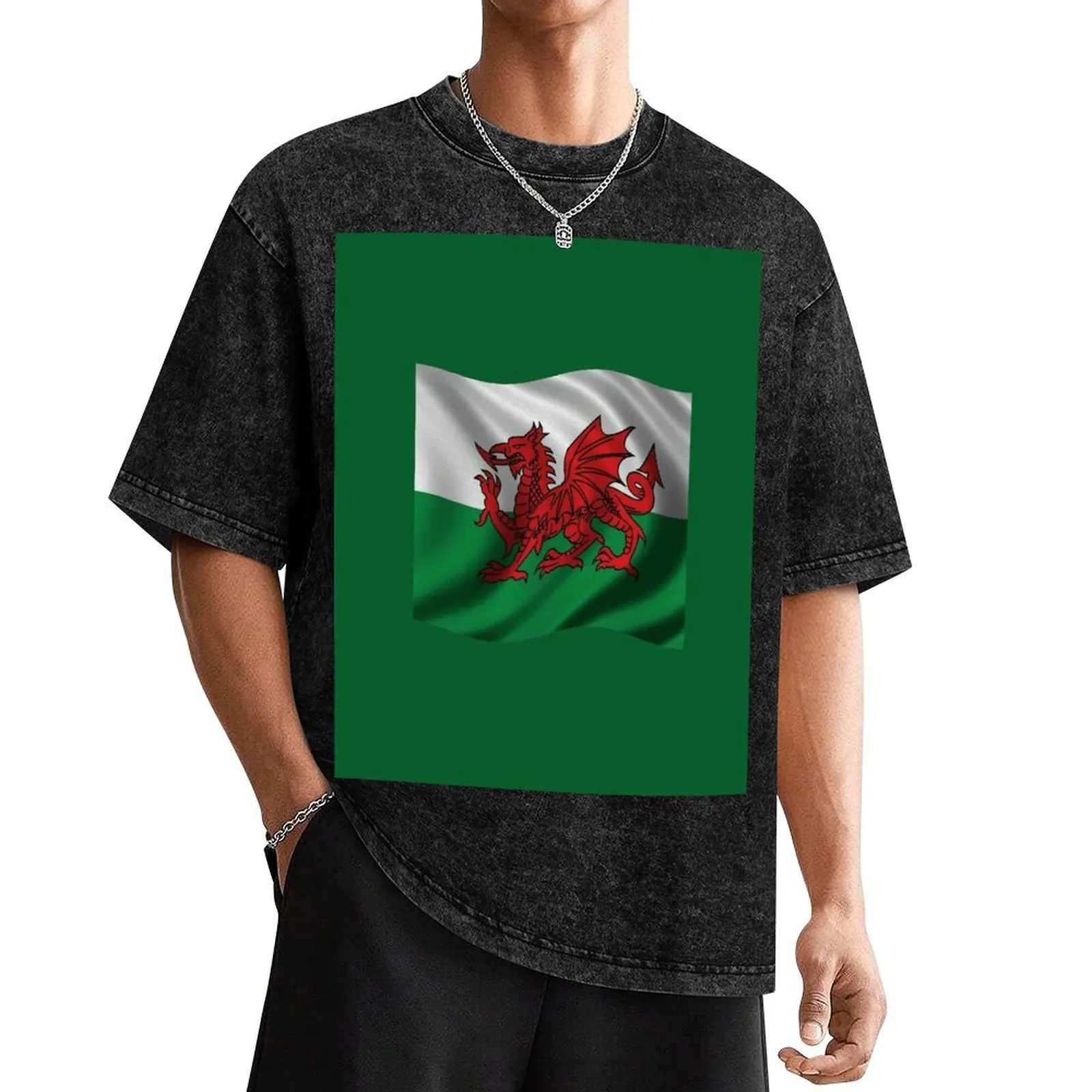 Y Ddraig Goch Welsh Flag Rugby Union v1 T-Shirt oversized topping workout shirts for men