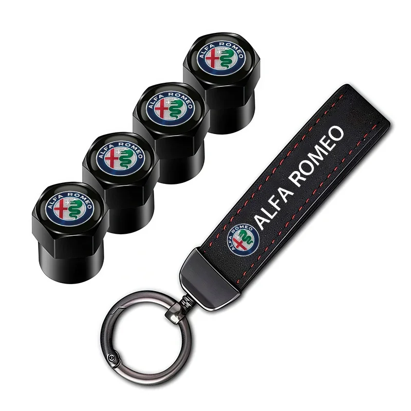 

Hub Caps Car Tire Wheel Valve Caps Cover/Car Key Chain Ring Keychain For Alfa Romeo Giulia Stelvio Junior Giulietta Mito 4C Spid