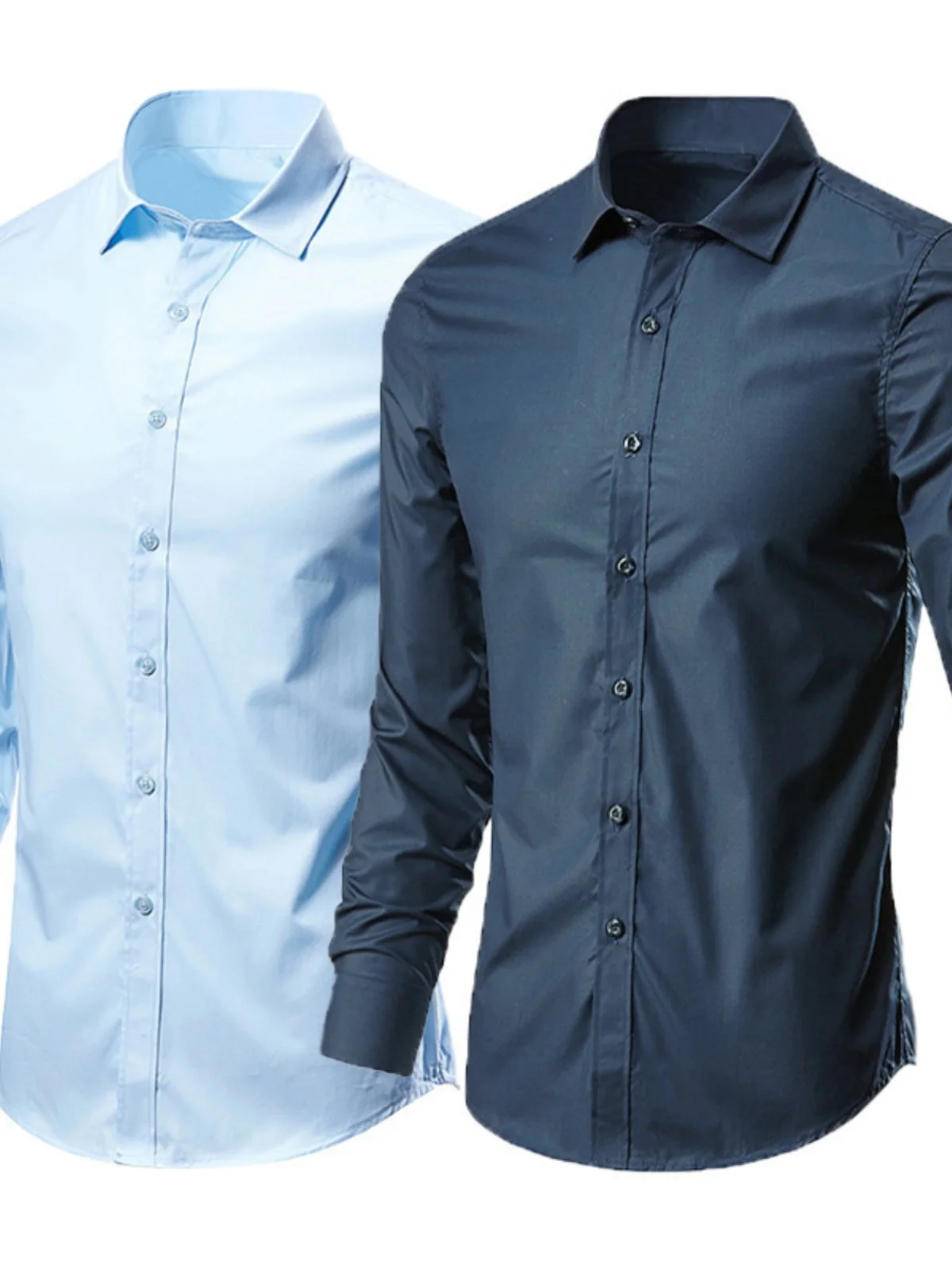 

Busin Casual White Long Sve irt for Men Youth Faion Polyester Fiber Non-iron Korean Sle Office Workwear